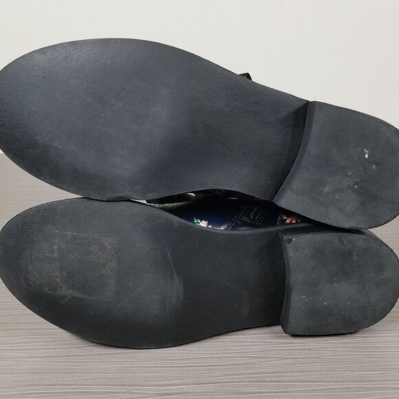 BP Floral Combat Boots with Ribbon Laces, Navy, Womens Size 6.5 - Picture 11 of 13